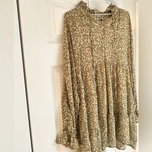 Dress Forum Green printed short dress, flowy, size small